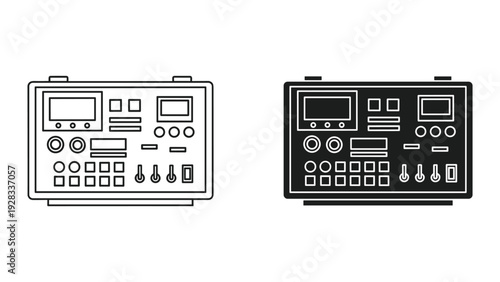 Electronic device with displays, buttons, knobs, and switches