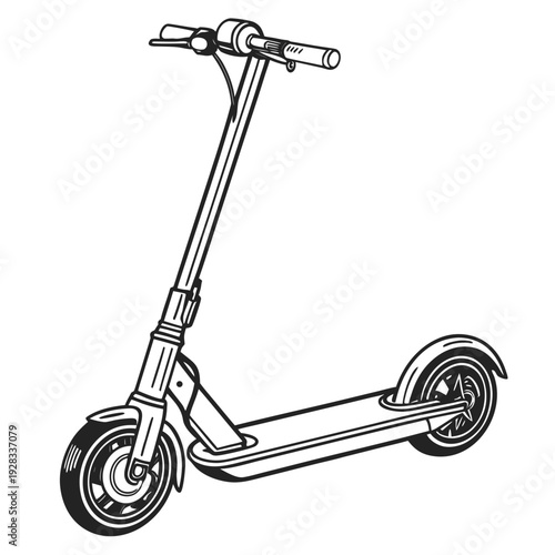 Black and white of electric scooter vehicle transportation
