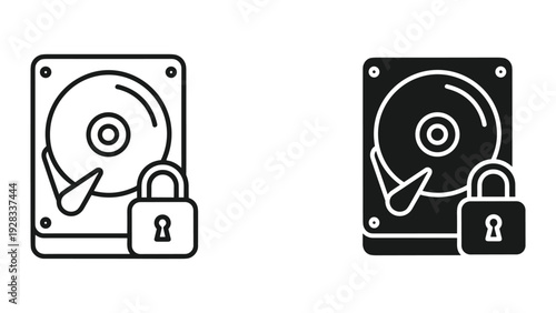 Hard Drive Security Icon - Data Protection and Privacy Concept