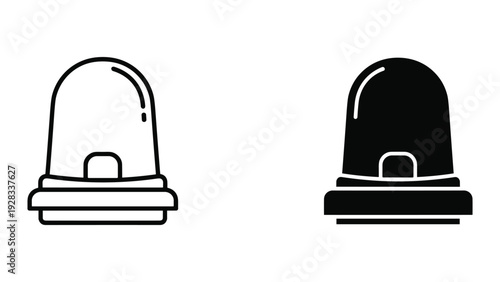 Siren Light Icon Set: Outline and Solid Styles