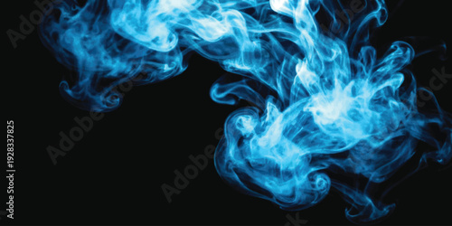 Abstract glowing blue smoke and ethereal mist moving against a dark background vector illustration for modern creative design.