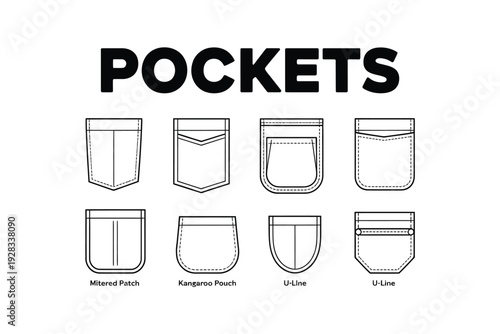 Pocket illustration set with various types of pockets