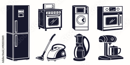A collection of vintage audio equipment including amplifiers, speakers, and headphones. Vector