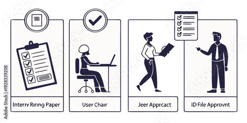 Illustration of the process of creating a project plan and executing it Vector