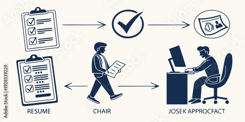 Illustration of a person applying for a job and getting approved Vector