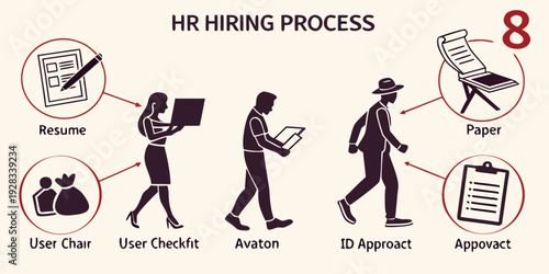 Illustration of the hiring process from job posting to onboarding Vector