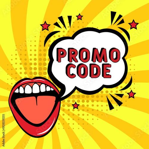 Wallpaper Mural Comic book explosion with text Promo Code, vector illustration. Vector bright cartoon illustration in retro pop art style. Upcoming events in pop art style. Promo Code, web banner Torontodigital.ca