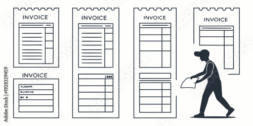 A person organizing and managing multiple documents and tasks in a structured manner. Vector