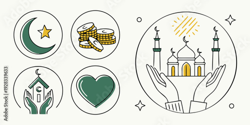 Religious symbols representing various faiths and beliefs around the world Vector