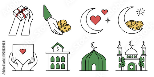 Assorted icons representing various aspects of life and activities Vector