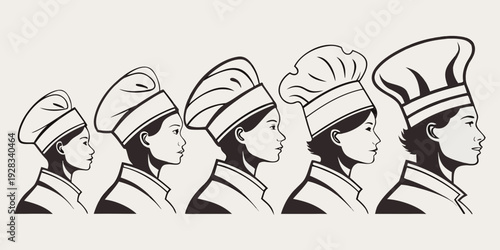 A sequence of illustrations depicting a person's head with different hairstyles Vector