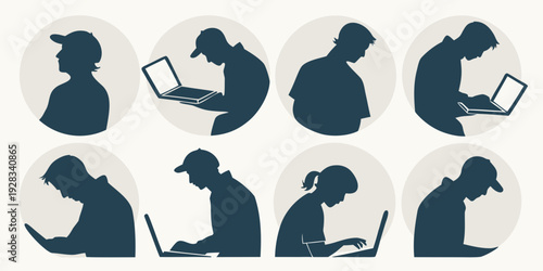 Diverse group of people engaged in various activities and postures Vector