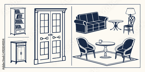 A cozy living room with a fireplace and a comfortable sofa set Vector