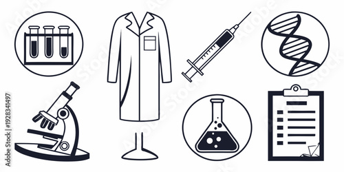Medical equipment and tools used in healthcare and laboratory settings Vector