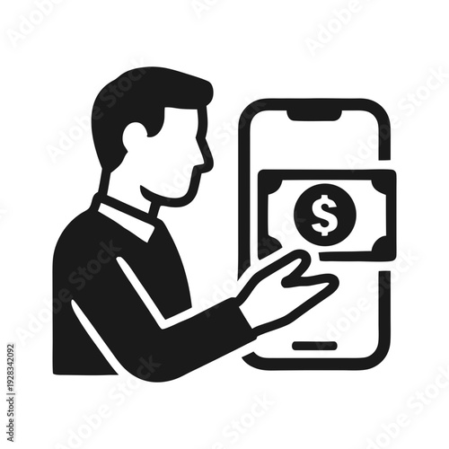 Mobile Payment Icon With Man