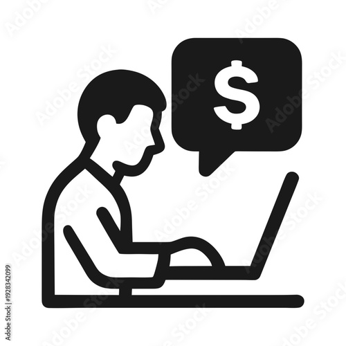  Online Earning Laptop Icon - User 