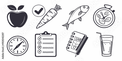 Collection of educational and school-related icons and symbols Vector