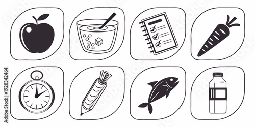 A collection of icons representing various school supplies and activities Vector