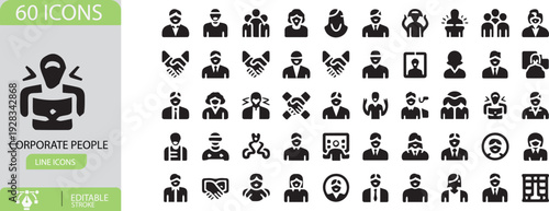 Abstract vector illustration featuring a diverse collection of business icons, cartoon animal silhouettes, and artistic patterns designed as a fun web element set