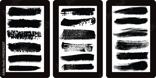 Collection of varied black brush strokes on white background