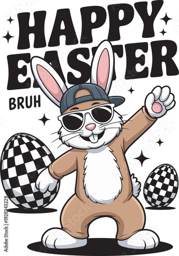 Funny Cool Easter Bunny Bruh Cricut T-Shirt Design