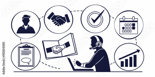 A person managing various tasks and responsibilities using digital tools and applications. Vector