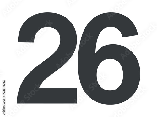 Large Black Number Twenty Six