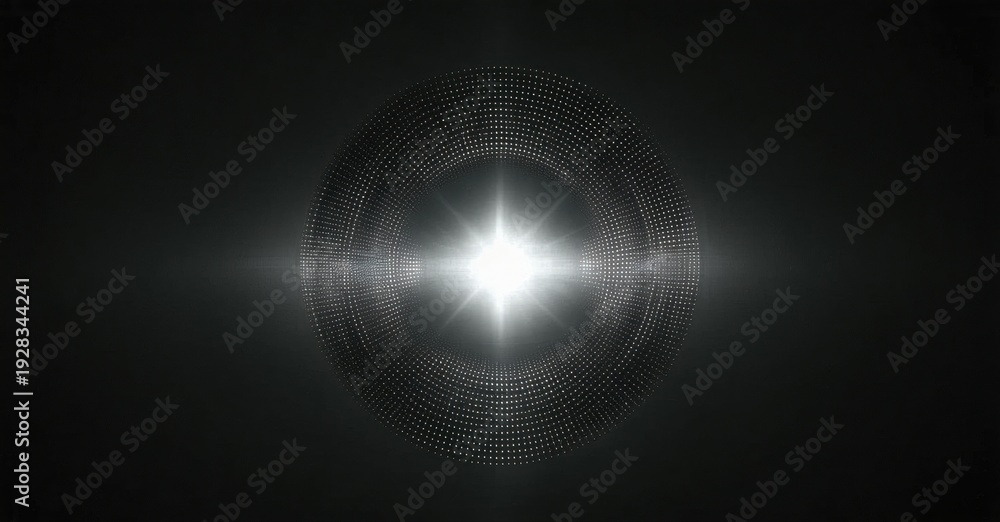 Obraz premium Bright light source radiates outward. Concentric circles form pattern against dark background. Minimalist design evokes energy, focus.