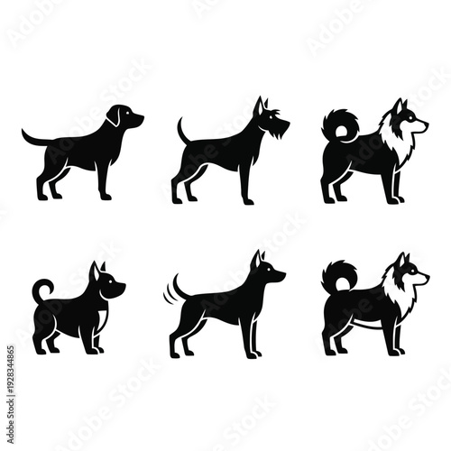 Collection of black silhouettes depicting bathroom fixtures and cleaning tools on a white background viewed from directly above