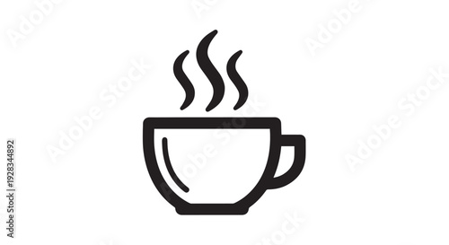 Simple vector illustration of a hot beverage cup with steam graphic design for menu or icon