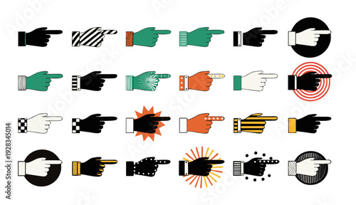 Collection of Pointing Hand Icons and Directional Gestures for Interface Design