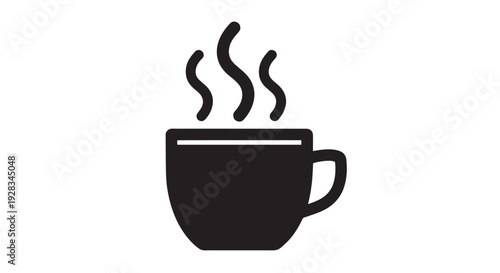 Minimalist vector illustration of a steaming hot cup, perfect for beverage and comfort graphic design