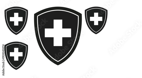 Medical Shields with Cross Symbols for Protection and Health Services