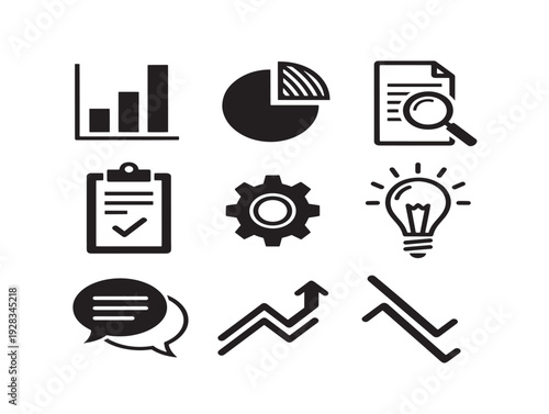 Detailed reporting icons collection for stunning business presentation visuals