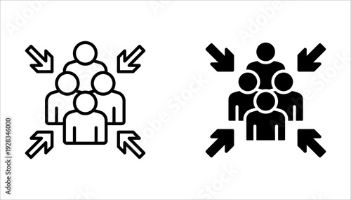 Assembly point sign. gathering point signboard, emergency evacuation icon symbol, vector illustration on white background.