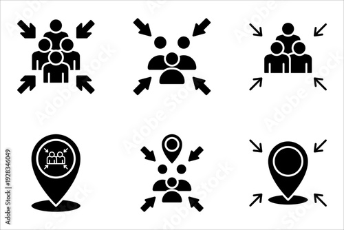 Assembly point sign. gathering point signboard, emergency evacuation icon symbol, vector illustration on white background.
