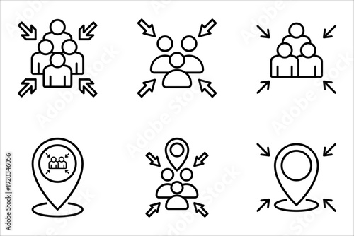 Assembly point sign. gathering point signboard, emergency evacuation icon symbol, vector illustration on white background.