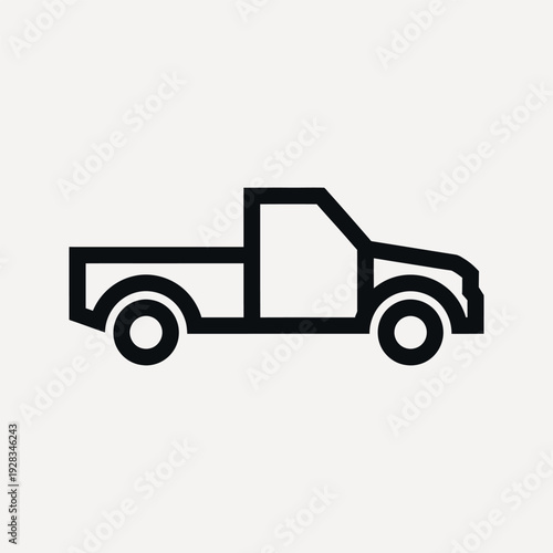 Black outline of a pickup truck on a light grey background simple vehicle transport automobile