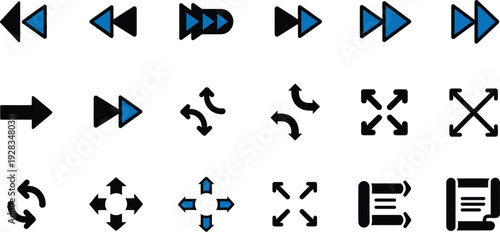 Collection of various navigation and direction arrows for user interface design and digital applications  icons for navigation and interaction