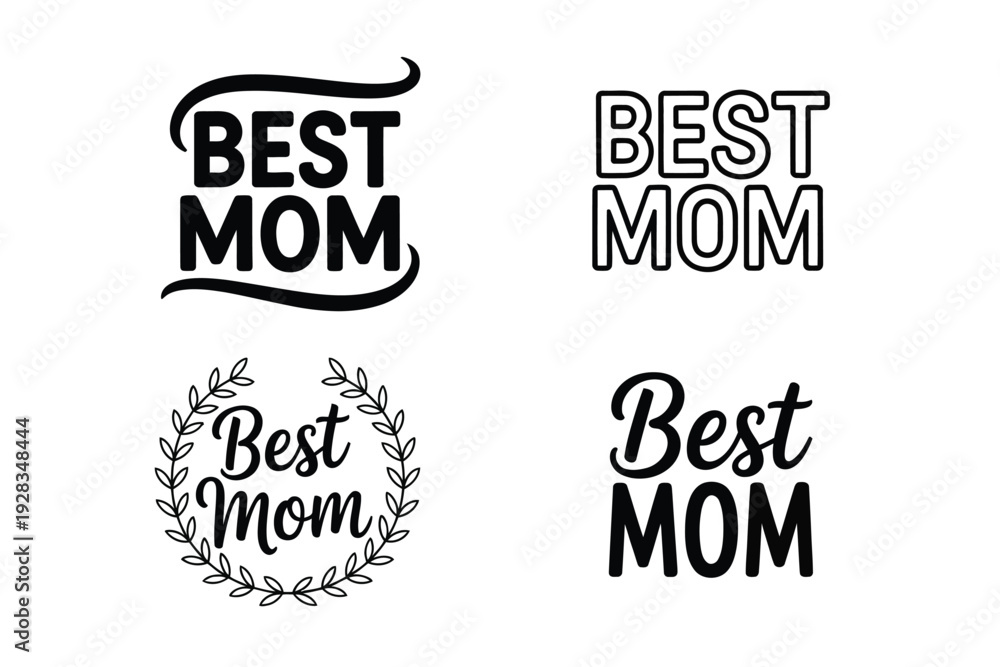 Obraz premium A set of best mom typography designs and illustrations