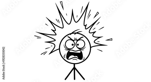 A simple black and white drawing of a person experiencing extreme stress and anxiety.