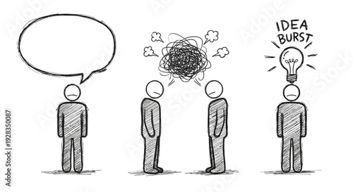 Man having an idea burst with lightbulb moment illustration.