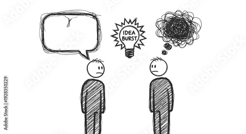 Two people communicating with one having an idea.