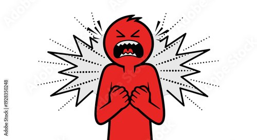 Cartoon character experiencing severe chest pain and distress.