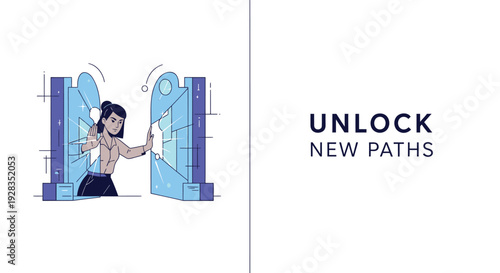 Businessman unlocking door, new opportunity concept vector