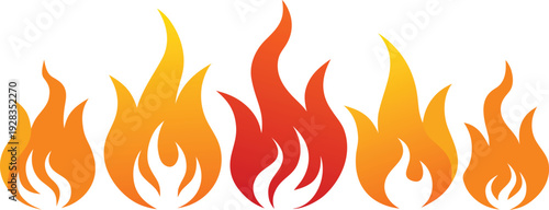 Gradient fire and flame borders vector illustration