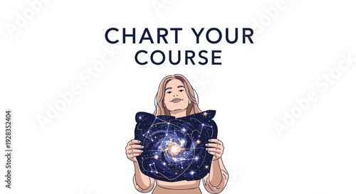 Woman holding galaxy chart