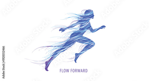 Running woman flow forward vector