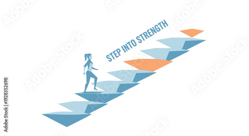 Motivation and empowerment icon with staircase and text