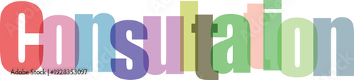 Colorful Overlapping Consultation Text Graphic